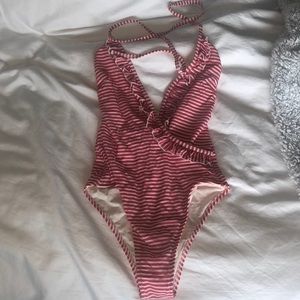 Solid & Striped One Piece Bathing Suit